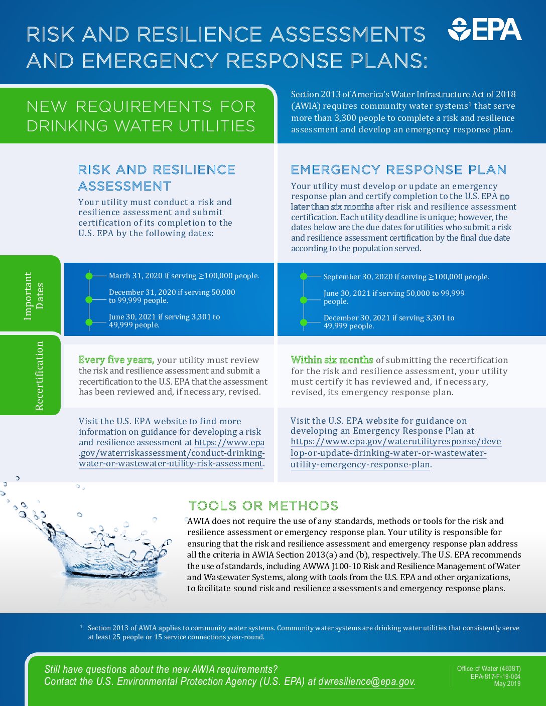 New AWIA Risk Assessment and Emergency Response Plan Requirement for Community Water Systems Fact Sheet