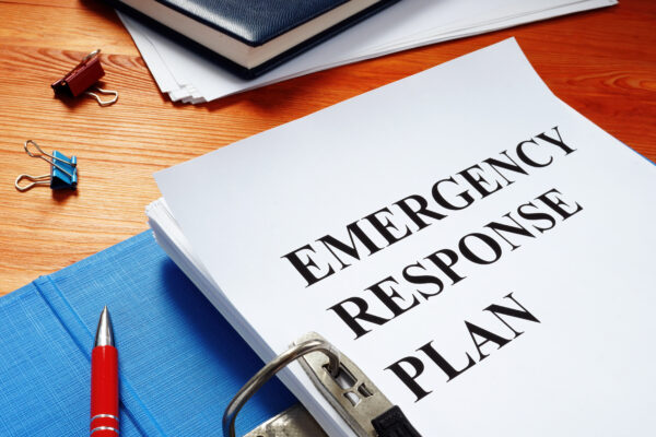 Open folder with Emergency response plan.