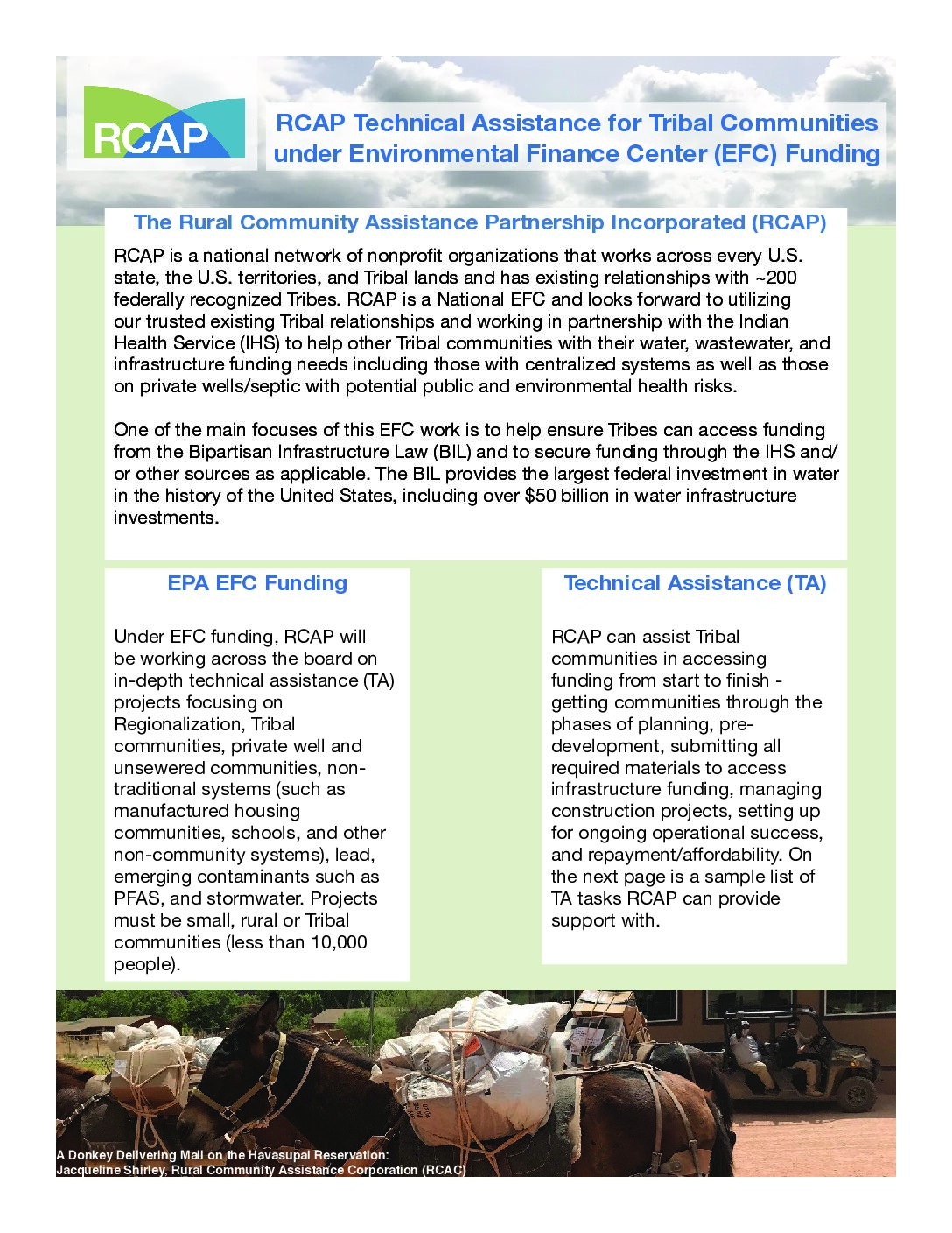 RCAP Technical Assistance for Tribal Communities under Environmental Finance Center (EFC) Funding